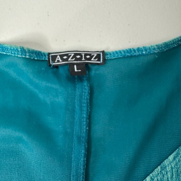 Aziz Vtg Y2K Midi Dress Size L Lettuce Hem - Picture 5 of 10